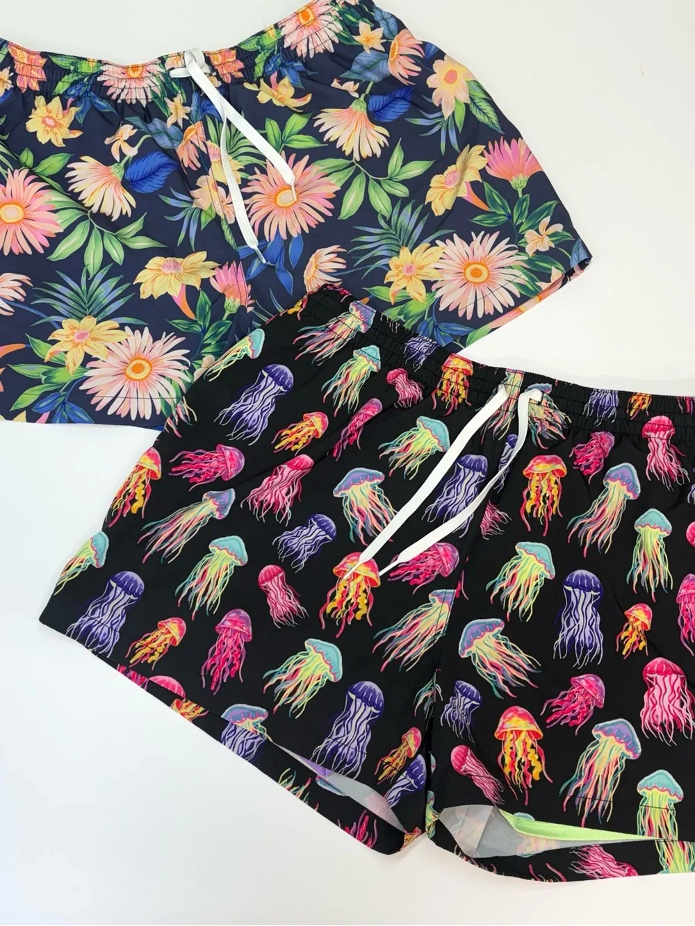 Lot Of 2 Chubbies Swim Trunks XXL Colorful Tropical Jellyfish Beach Floral EUC